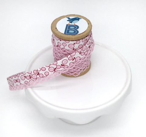 Bias Tape Double Fold Crocheted Edge in Retro Pink