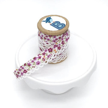 Bias Tape Double Fold Crocheted Edge in Floral Fancy Purple