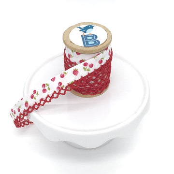 Bias Tape Double Fold Crocheted Edge in Cherry Red