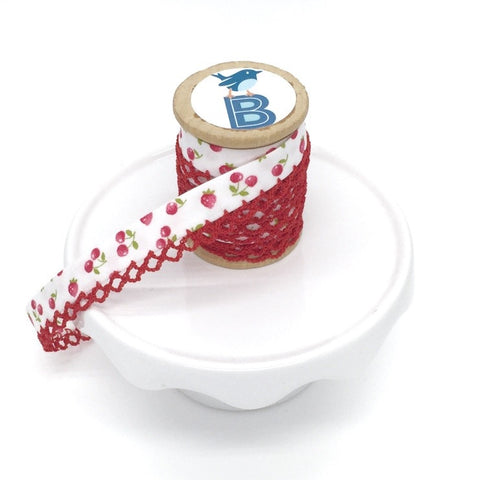 Bias Tape Double Fold Crocheted Edge in Cherry Red