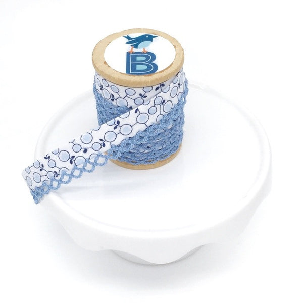 Bias Tape Double Fold Crocheted Edge in Retro Blue