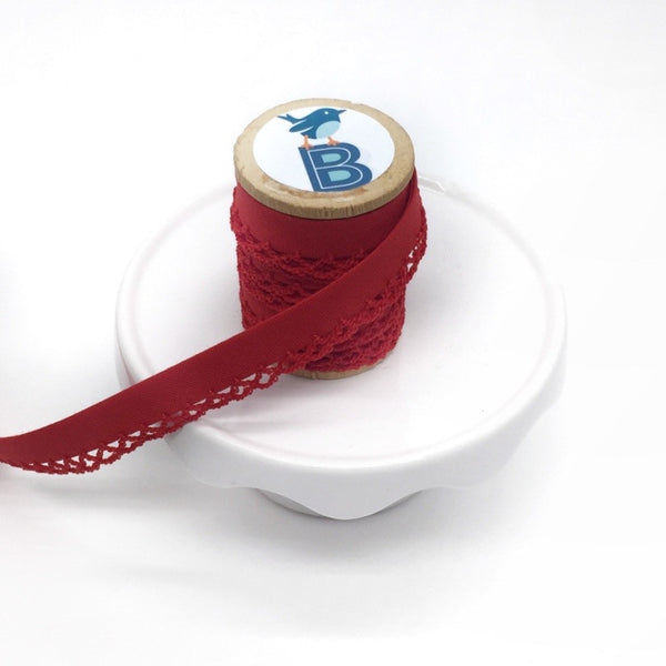 Bias Tape Double Fold Crocheted Edge in Solid Red