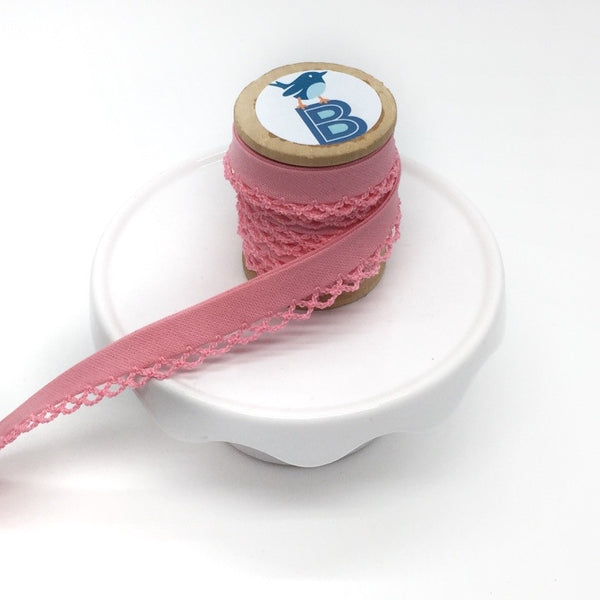 Bias Tape Double Fold Crocheted Edge in Solid Pink