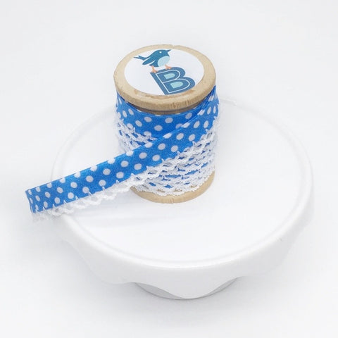 Bias Tape Double Fold Crocheted Edge in Polka Dot Turquoise