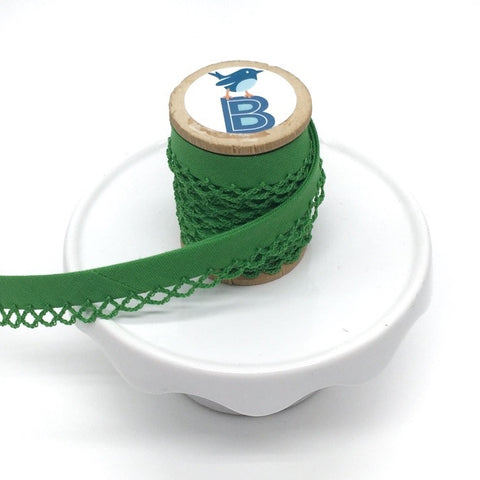 Bias Tape Double Fold Crocheted Edge in Solid Green