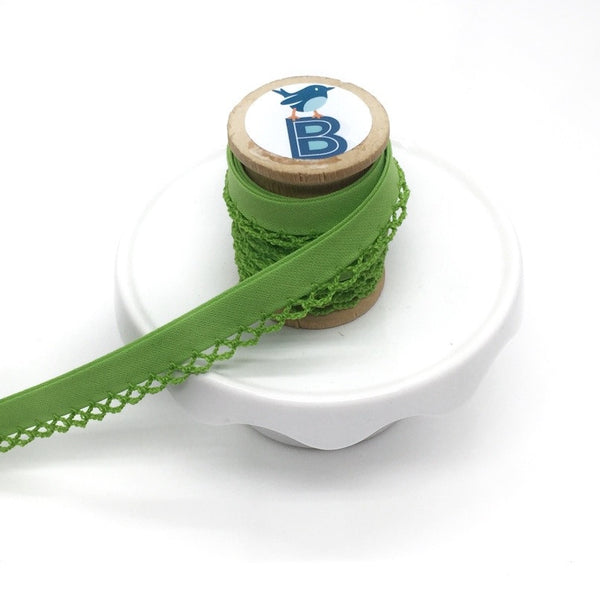 Bias Tape Double Fold Crocheted Edge in Solid Light Green