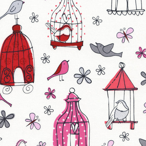 Bird Cages in Pink by Timeless Treasures