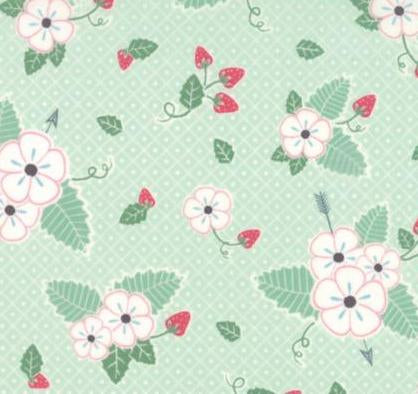 Bumble Berries Strawberry Field in Mint by The Jungs for Moda Fabrics