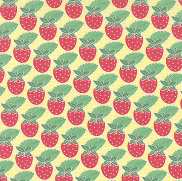Bumble Berries Strawberry Rows in Sunny by The Jungs for Moda Fabrics