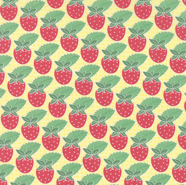 Bumble Berries Strawberry Rows in Sunny by The Jungs for Moda Fabrics