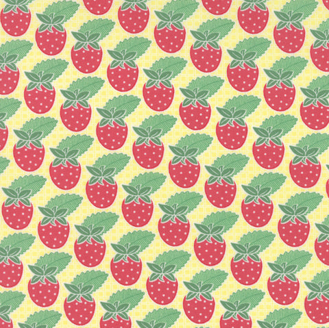 Bumble Berries Strawberry Rows in Sunny by The Jungs for Moda Fabrics