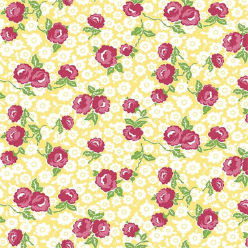 Dainty Darling Main on Yellow by Lindsay Wilkes for Riley Blake Designs