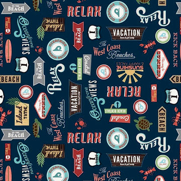 Off Shore Retro Sign Navy