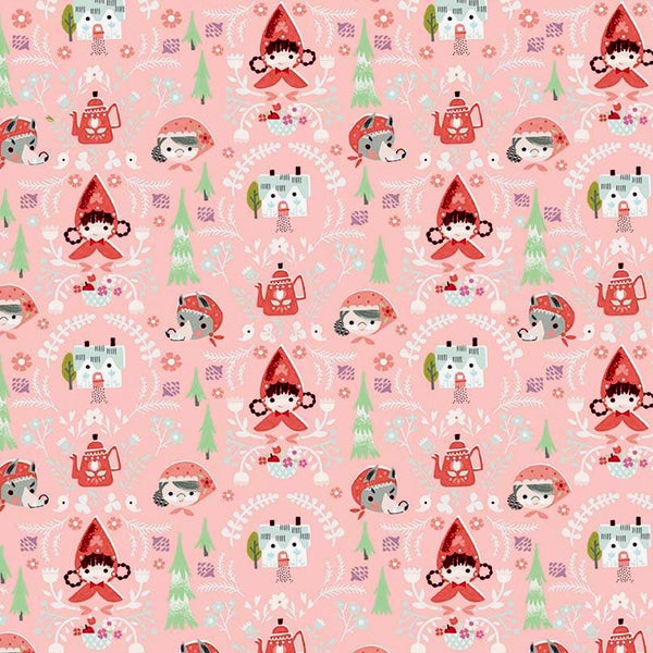 Little Red in the Woods Damask Pink