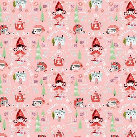 Little Red in the Woods Damask Pink