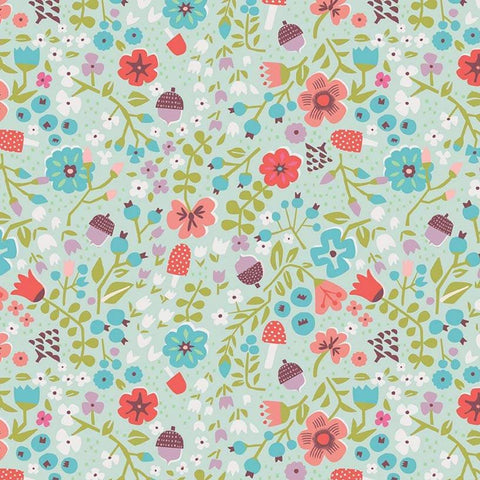Little Red in the Woods Floral Mint