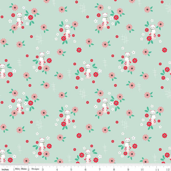 Rose Lane Cat Floral Mint