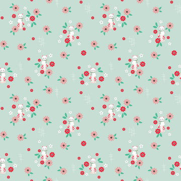 Rose Lane Cat Floral Mint