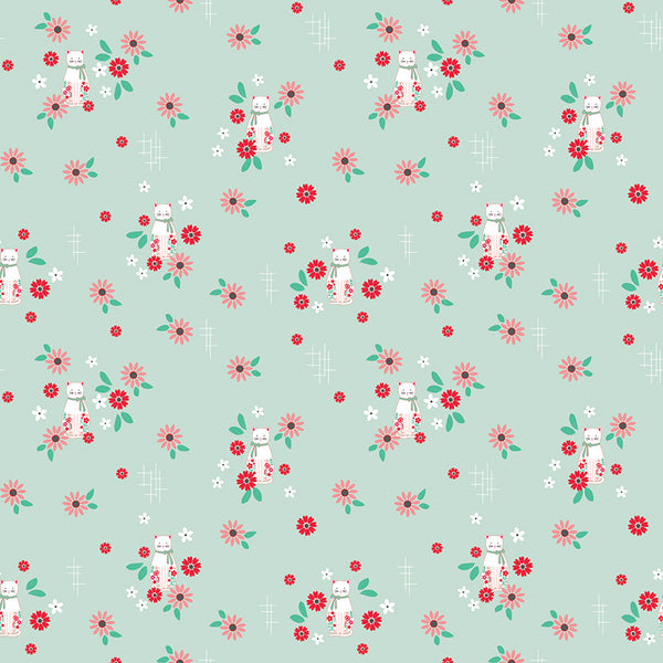 Rose Lane Cat Floral Mint