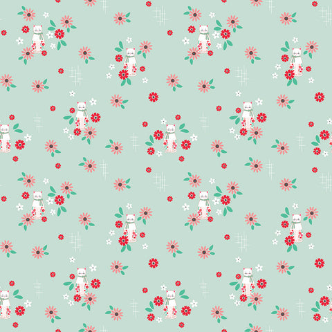 Rose Lane Cat Floral Mint