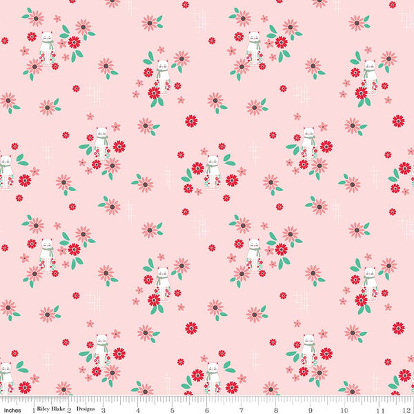 Rose Lane Cat Floral Pink