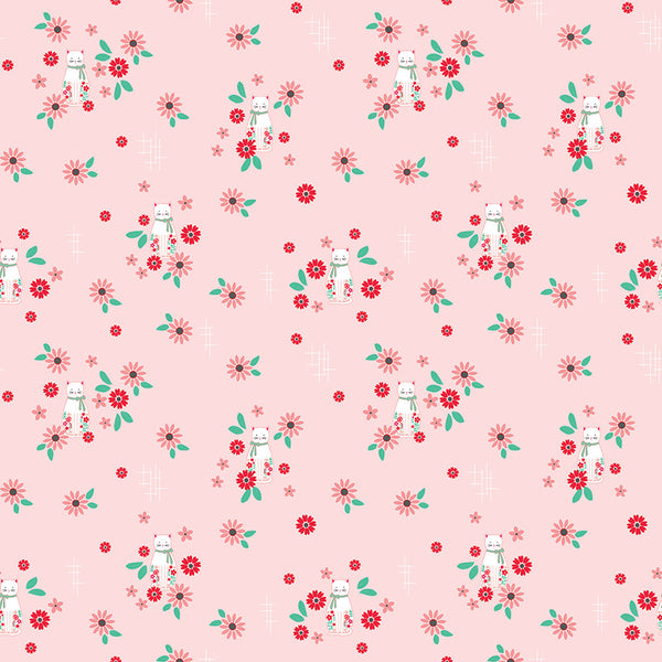Rose Lane Cat Floral Pink