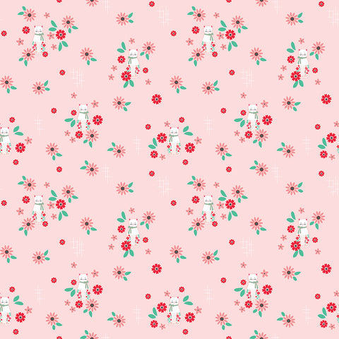 Rose Lane Cat Floral Pink