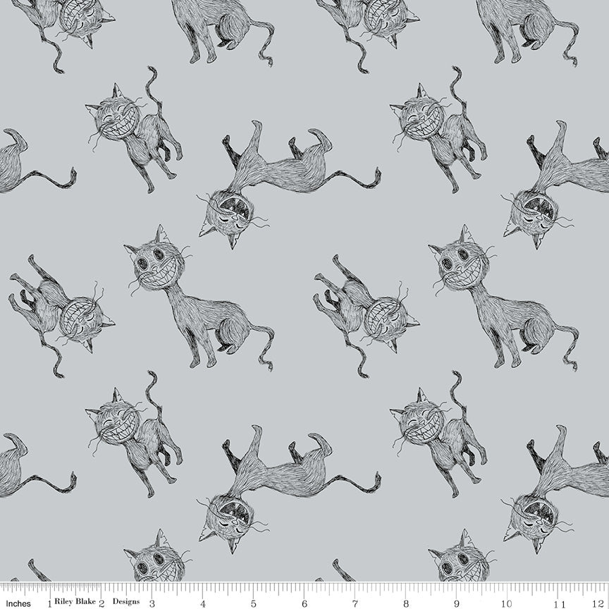 Scaredy Cat Main in Gray - Bunbury Fabrics