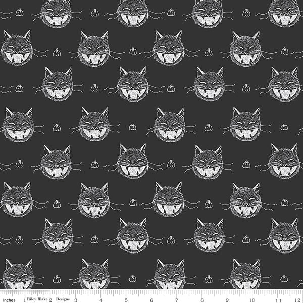Scaredy Cat Heads in Charcoal by Amanda Niederhauser C9411-Charcoal