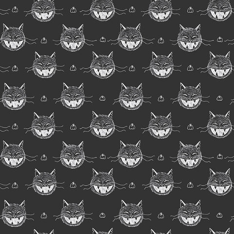 Scaredy Cat Heads in Charcoal by Amanda Niederhauser C9411-CHARCOAL