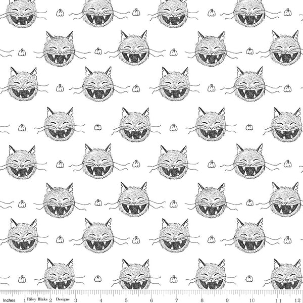Scaredy Cat Heads in White by Amanda Niederhauser C9411-White