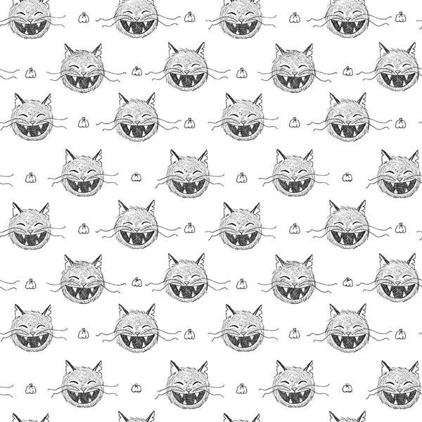 Scaredy Cat Heads in White by Amanda Niederhauser C9411-WHITE