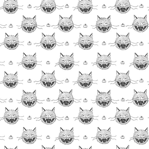 Scaredy Cat Heads in White by Amanda Niederhauser C9411-WHITE
