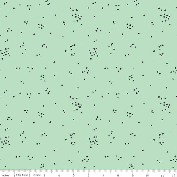 Scaredy Cat Shapes in Mint by Amanda Niederhauser C9415-Mint