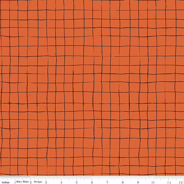 Scaredy Cat Grid in Dark Orange by Amanda Niederhauser C9416-DkOrange