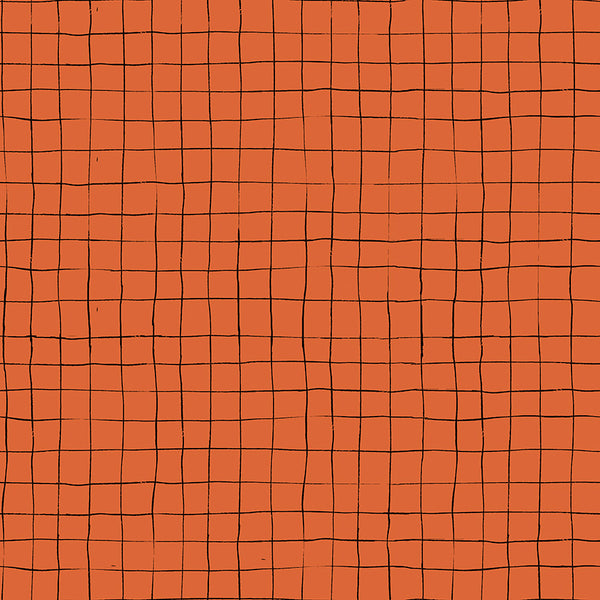 Scaredy Cat Grid in Dark Orange by Amanda Niederhauser C9416-DKORANGE