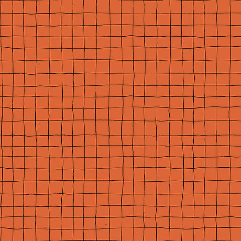 Scaredy Cat Grid in Dark Orange by Amanda Niederhauser C9416-DKORANGE
