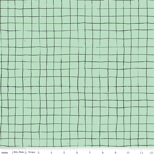 Scaredy Cat Grid in Mint by Amanda Niederhauser C9416-Mint