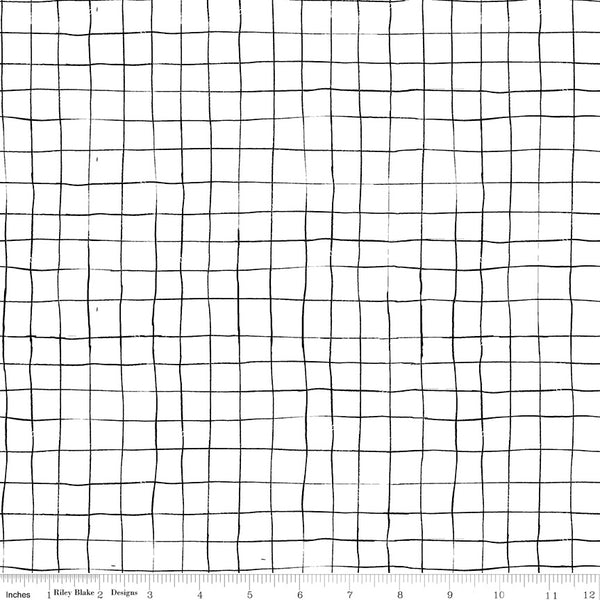 Scaredy Cat Grid in White by Amanda Niederhauser C9416-White