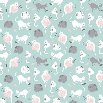 Purrfect Day Main in Aqua by My Mind's Eye C9901-AQUA