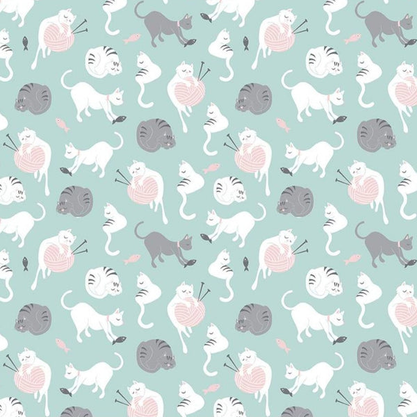 Purrfect Day Main in Aqua by My Mind's Eye C9901-AQUA