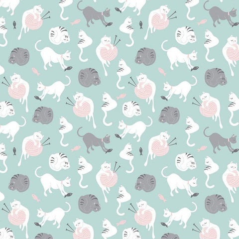 Purrfect Day Main in Aqua by My Mind's Eye C9901-AQUA