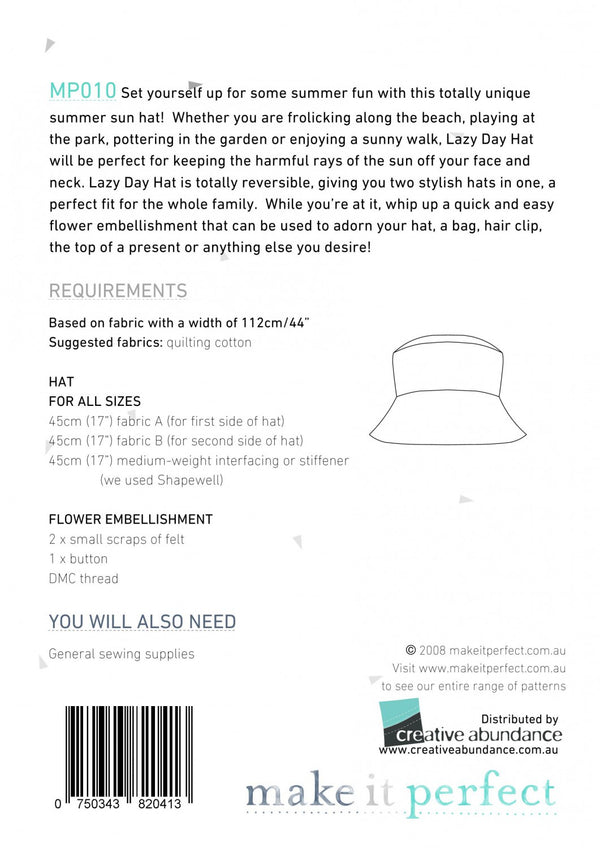 Lazy Day Hat Sewing Pattern