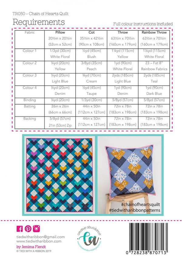 Chain of Hearts quilt pattern by Jemima Flendt CATR050