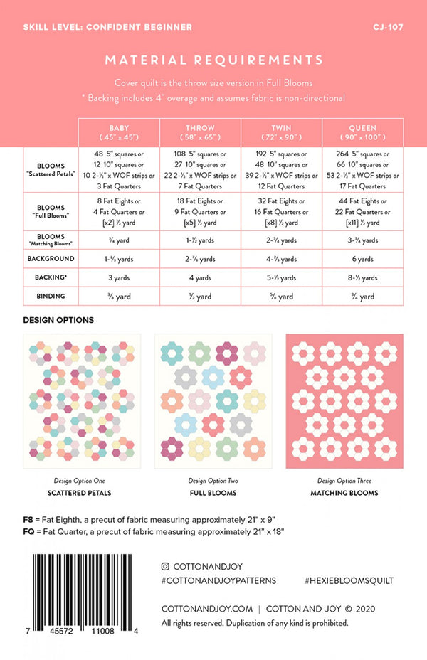 Hexie Blooms quilt pattern by Fran Gulick
