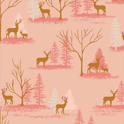 Cozy and Magical Deer in Winterland in Peach by Maureen Cracknell CMA-25127