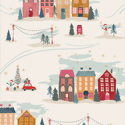 Cozy and Magical Christmastide Town in Cream by Maureen Cracknell CMA-25135