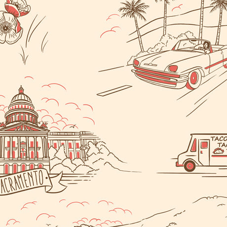 California Here We Come California Vignettes in Tan by QT Fabrics