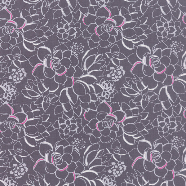 Canyon Succulent Moonlight on Grey by Kate Spain for Moda Fabrics
