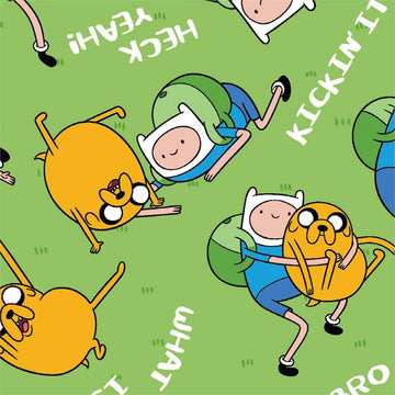 Cartoon Nextwork Adventure Time Fin and Jake Bro Hug on Green by Springs Creative